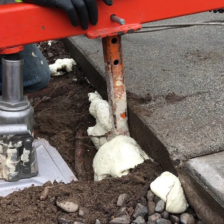 Polyurethane Foam insulation application in sidewalk construction.